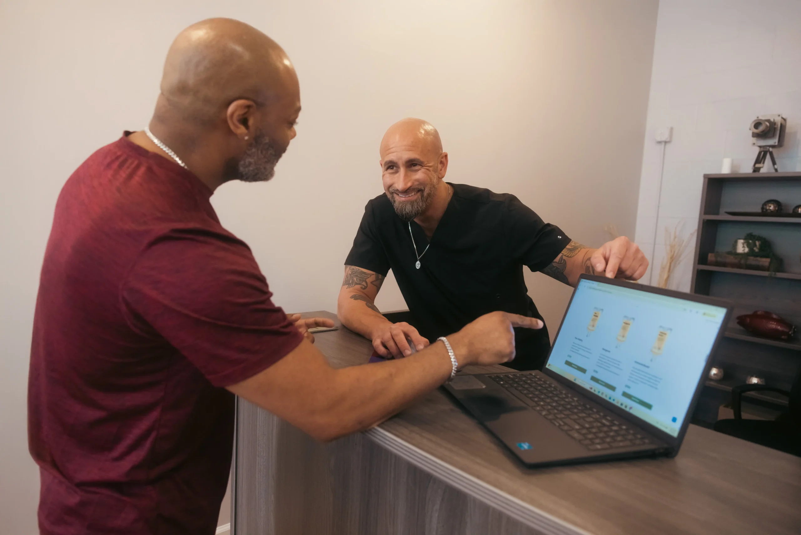 Reviewing labs on laptop